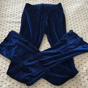 Rocker Hippie Boho Velvet Blue Tall Long Leg Leggings